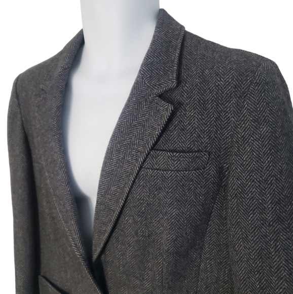 PENDLETON Retro Y2K 90's Business Office Wool Vintage Herringbone Blazer -Womens - Picture 2 of 10